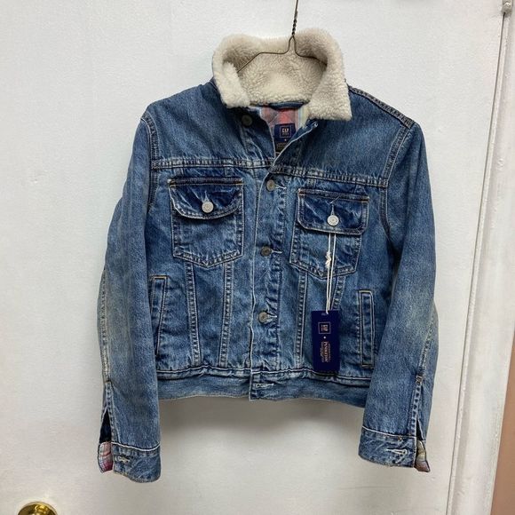 NWT Kids Pendleton X GAP Sherpa Collar Denim Classic Jean Jacket size Medium - Picture 3 of 8